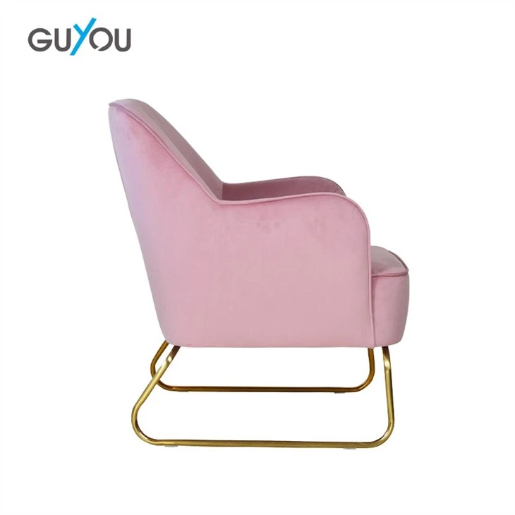 X-5101 Luxury Velvet Upholstered Armchair With Sleek Gold Legs